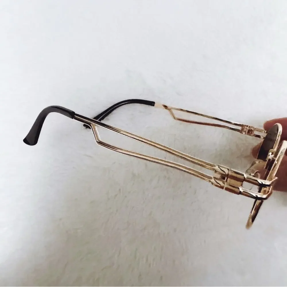 Brandon Black with Gold Rim Round Sunglasses